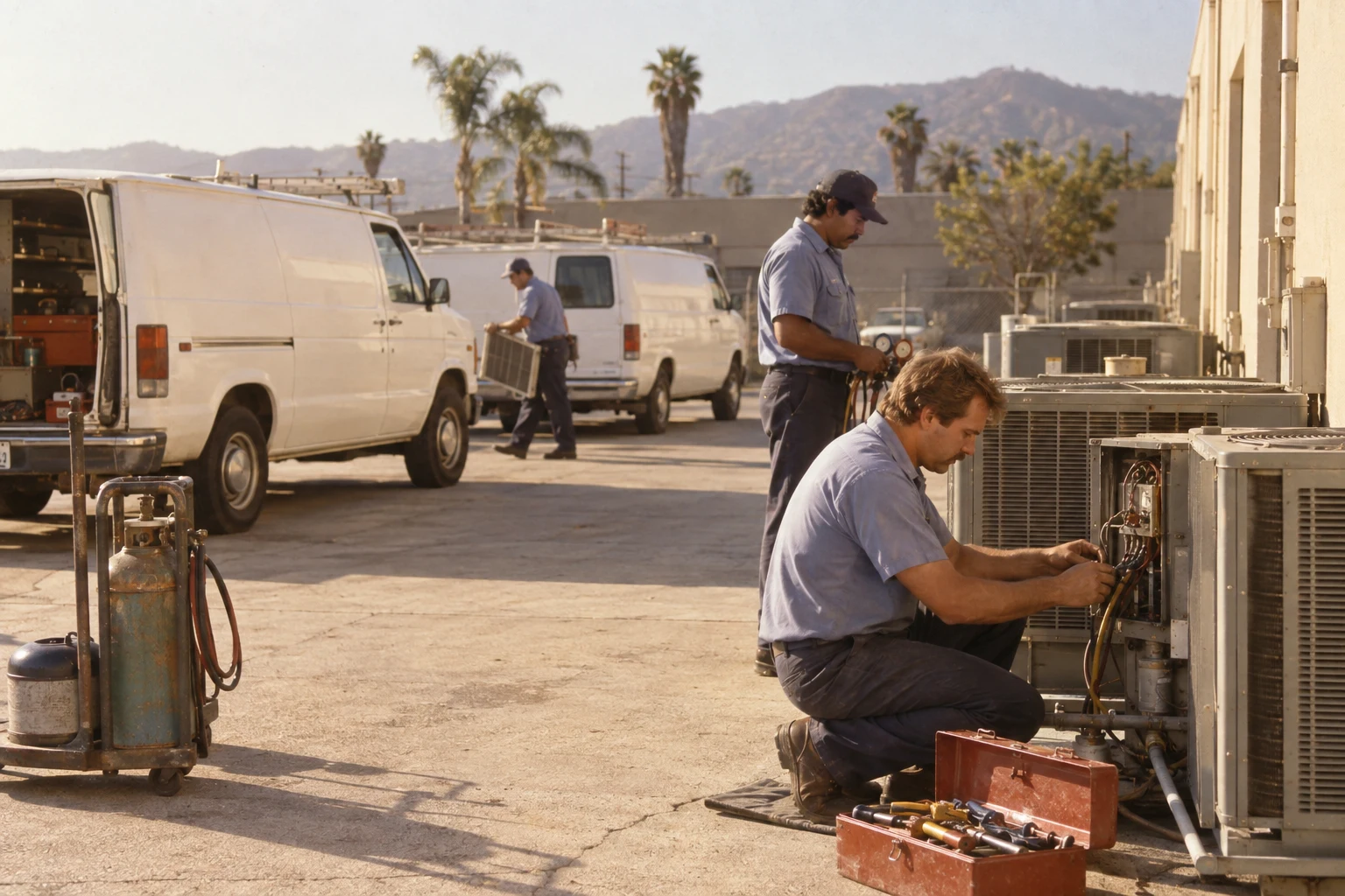 Retro scene: The work, day after day.